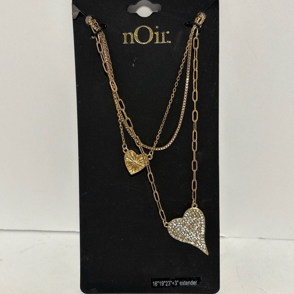 nOir Jewelry Gold Double Heart Necklace